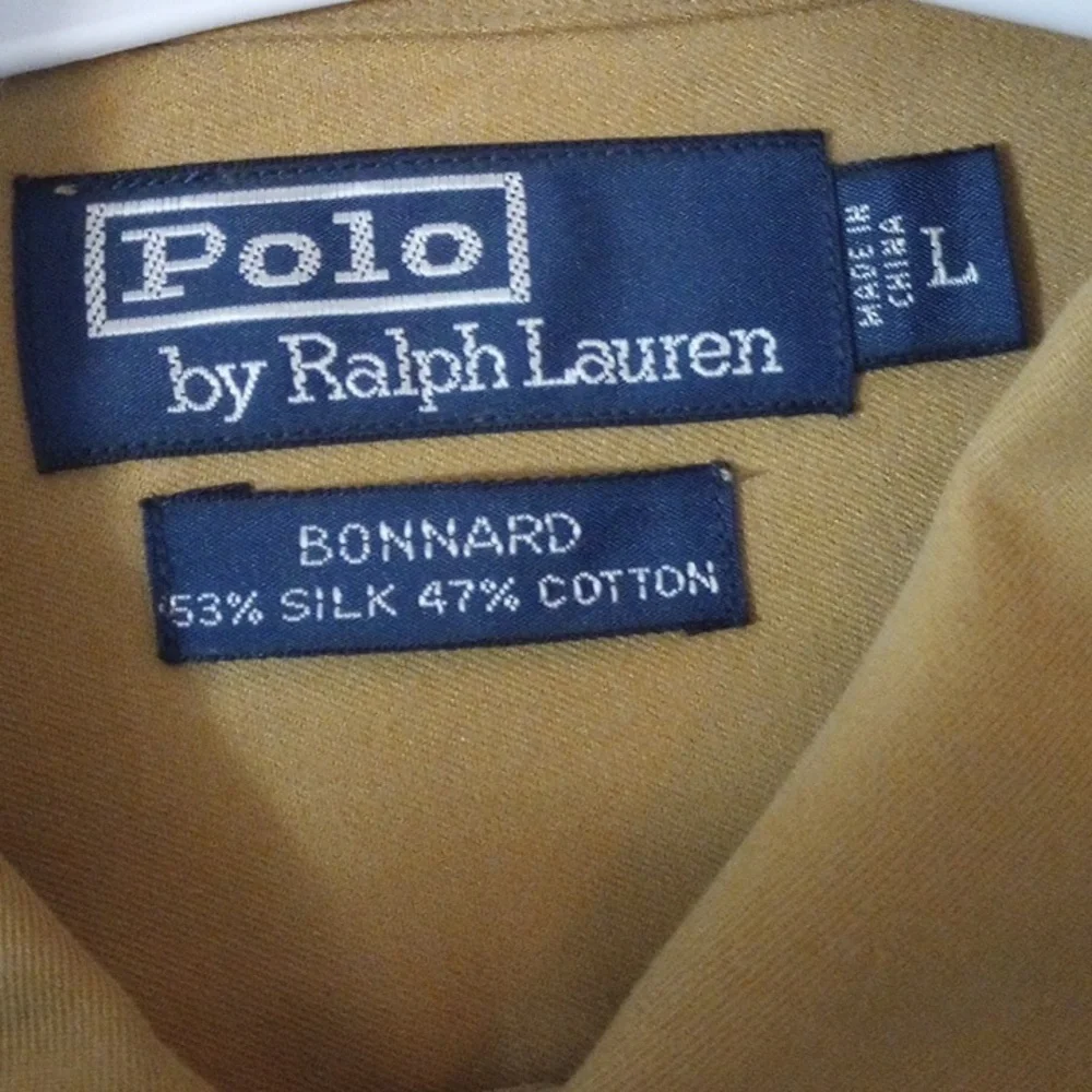 Ralph Lauren Tan Men's Silk Shirt Vintage 90s - Picture 2 of 3